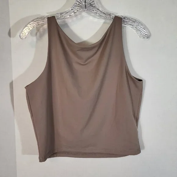 Reoria 2 Piece Loungewear Set Square Neck Flare Leg Size XL Tan NEW - Picture 3 of 13